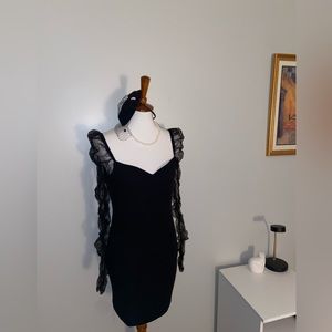 Black long sleeve mini dress